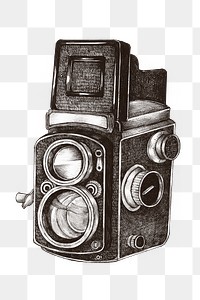 Hand drawn retro film camera design element