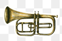 Hand drawn brass trumpet sticker design element