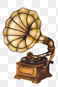 Hand drawn vintage gramophone design element