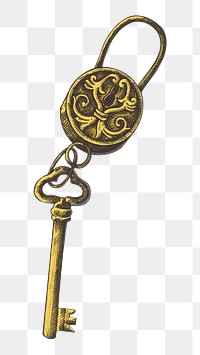 Hand drawn vintage key design element