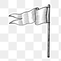 Hand drawn white flag sticker design element