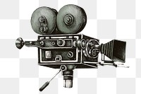 Hand drawn vintage movie camera design element