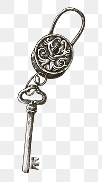Hand drawn vintage key design element