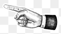 Hand drawn pointing hand sticker design element