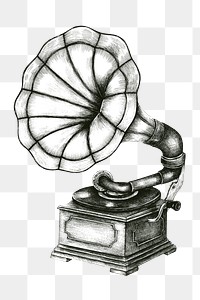 Hand drawn vintage gramophone design element