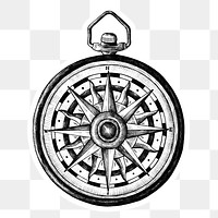 Hand drawn classic compass sticker with a white border design element