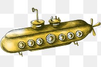 Hand drawn retro submarine design element