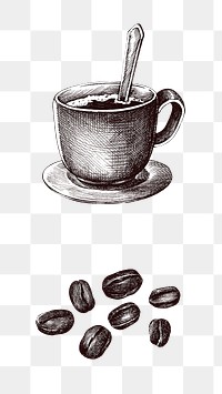 Hand drawn coffee and coffee bean design element