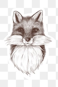 Hand drawn fox sticker overlay design element 