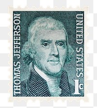 Thomas Jefferson stamp png, transparent background collage sticker