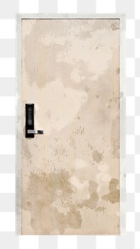 Wooden flush door png clipart, watercolor interior illustration