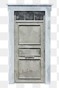 Watercolor door png clipart, modern house entrance illustration