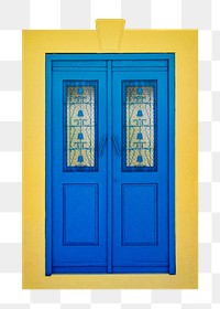 Blue French door png clipart, house exterior design