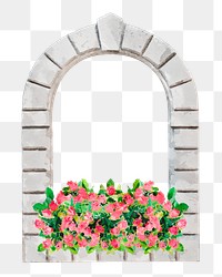 Floral window png frame clipart, watercolor, aesthetic illustration