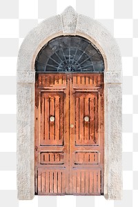 Wooden door png clipart, watercolor barrel vault entrance
