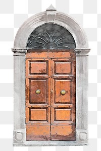 Panel door png clipart, watercolor barrel vault entrance