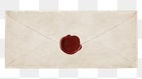 Vintage envelope png with red wax seal, transparent background 