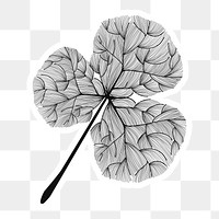 Doodle black clover leaf sticker with a white border design element