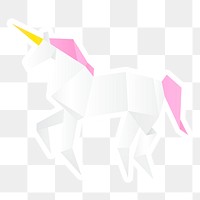 Unicorn paper craft sticker png polygon cut out