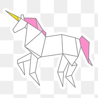 Unicorn polygon origami sticker paper png