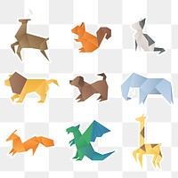 Sticker paper craft animals png cut out set
