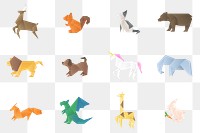 Animals png polygon paper craft cut out set