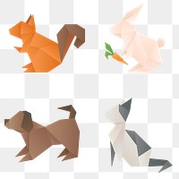 Animals png polygon paper craft cut out collection