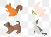 Origami animals paper polygon png illustration mixed