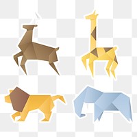 Sticker animals png origami paper craft collection