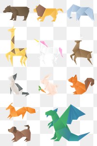 Origami animals png paper craft cut out collection