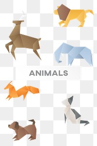 Cute animals craft png geometric cut out collection