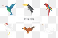 Origami birds png paper craft cut out collection