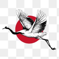 Japanese red-crowned crane sticker design element