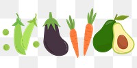  Png pastel vegetable cartoon sticker set
