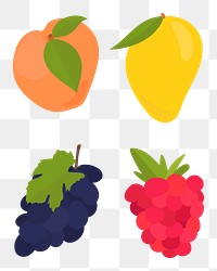  Png pastel fruit cartoon sticker set