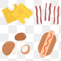  Png pastel food cartoon sticker set