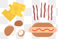  Png pastel food cartoon sticker set