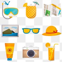 Summer vacation icons design sticker set