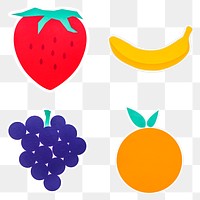 Mixed fruits icons design stickers set