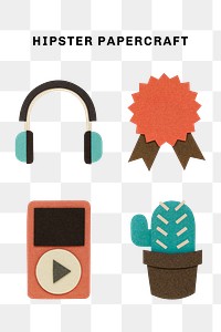 Hipster paper craft set design element