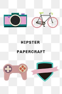 Hipster paper craft set design element