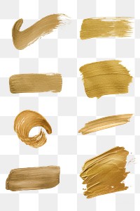 Festive metallic gold shade paint brush stroke set
