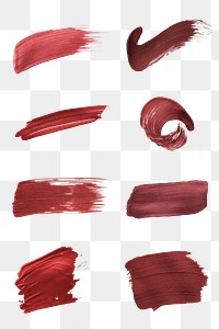 Shimmery metallic red shade paint brush stroke set