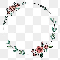 Rose flower png frame clipart, doodle illustration