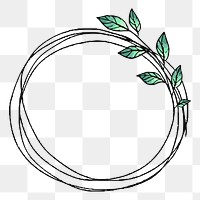 Green leaf png frame doodle collage element