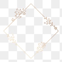 Leafy square frame png clipart, gold aesthetic design
