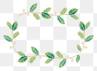 Floral rectangle frame png clipart, gold and green aesthetic design