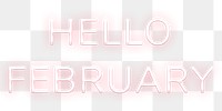 Hello February png neon typography