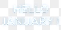 Neon word Hello January! png lettering