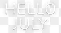 Hello July png neon typography
